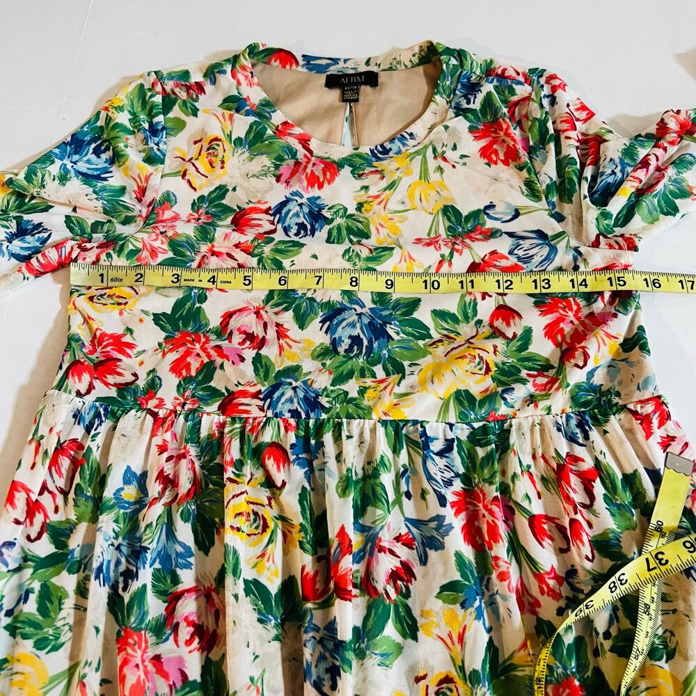 AFRM Mesh Floral Long Sleeve Dress Size XS Multicolor - Picture 6 of 8